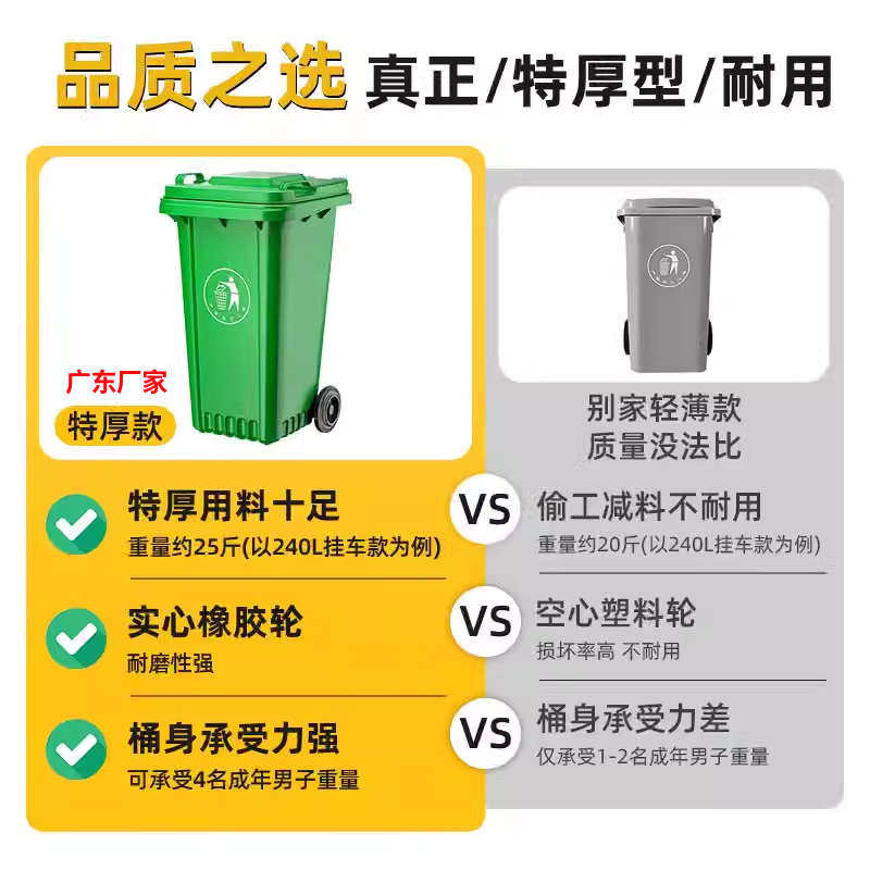 户外垃圾桶垃圾分类桶带盖大容量商用餐饮厨余带轮子环卫桶24之满