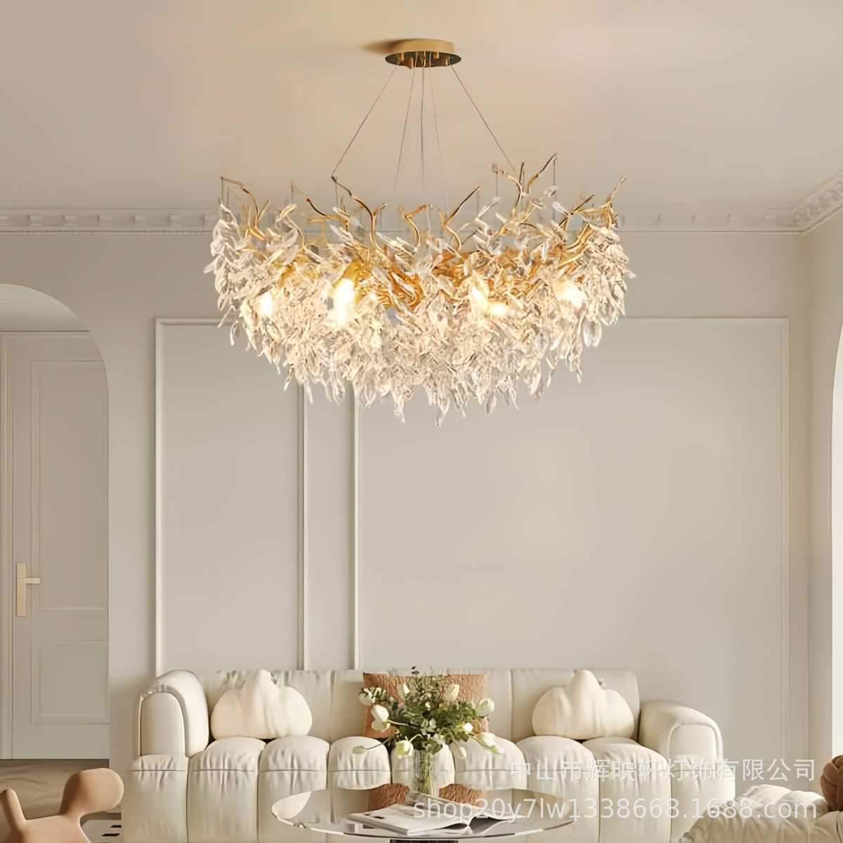 法式轻奢水晶灯客厅餐厅吊灯卧室书房别墅复式枝形吊燈树枝灯