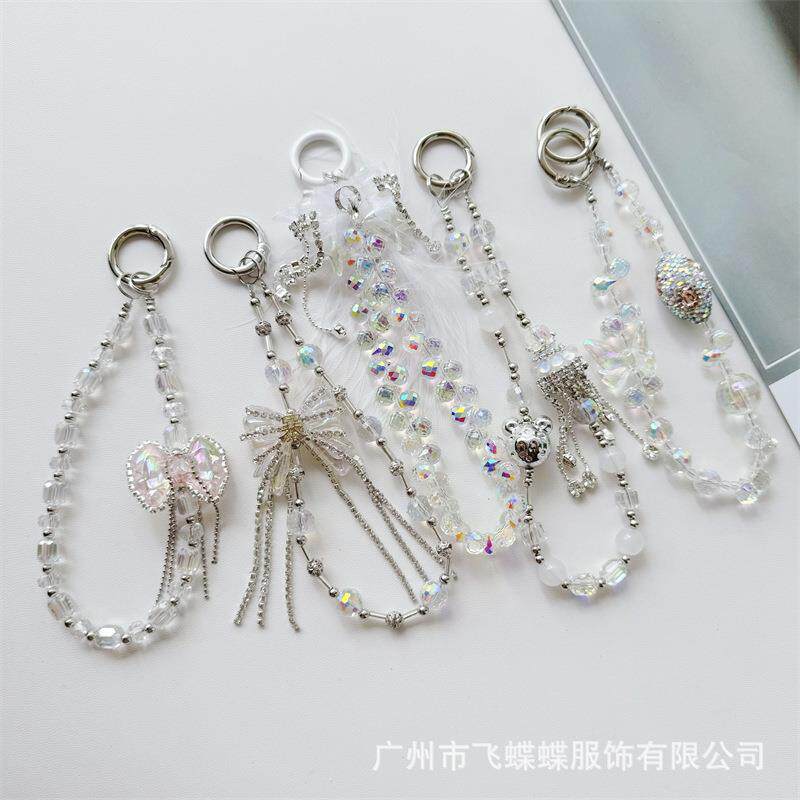 高颜值轻奢小皇冠流苏尼泊尔珠钻球包包挂件小众高级水晶手机链女