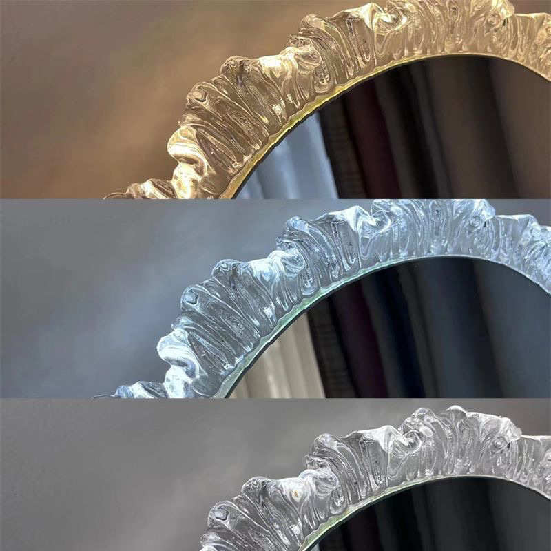 化妆镜发光台式桌面梳妆镜ledLED卧室梳妆台亚克力智能水晶