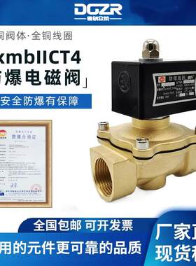 DN15防爆电磁阀4分6分1寸DN25常闭开水阀CT4天燃气煤气铜阀门220V