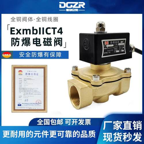 DN15防爆电磁阀4分6分1寸DN25常闭开水阀CT4天燃气煤气铜阀门220V