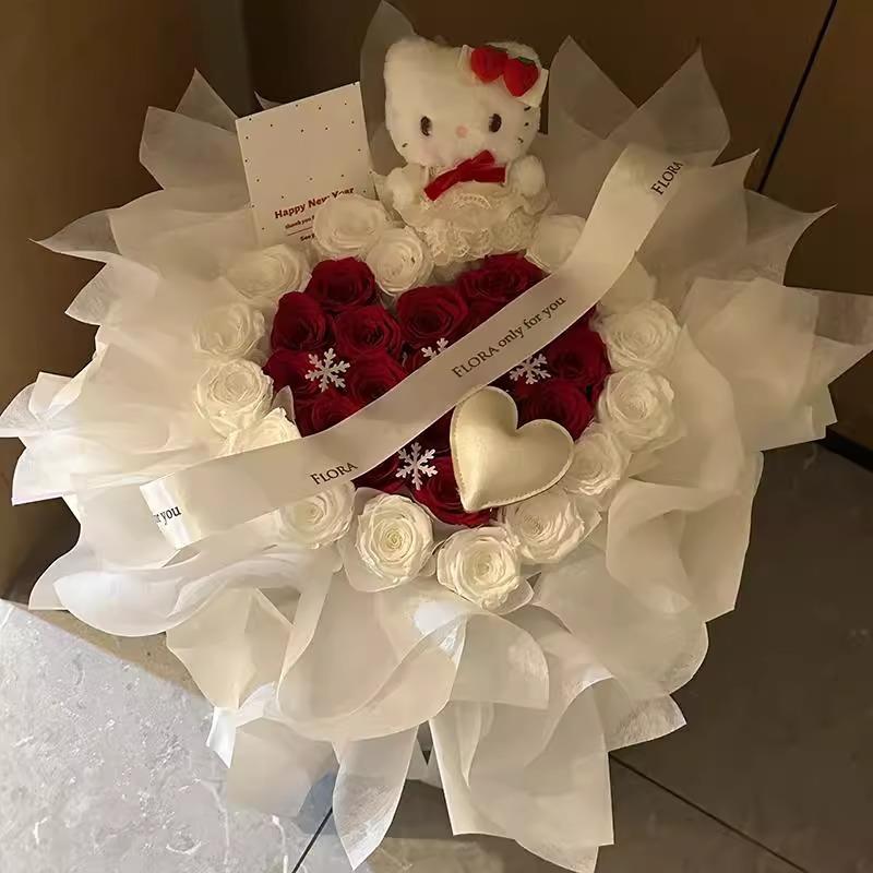 母亲节永生花玫瑰花束花朵抱抱桶送妈妈仿真香皂花生日礼物