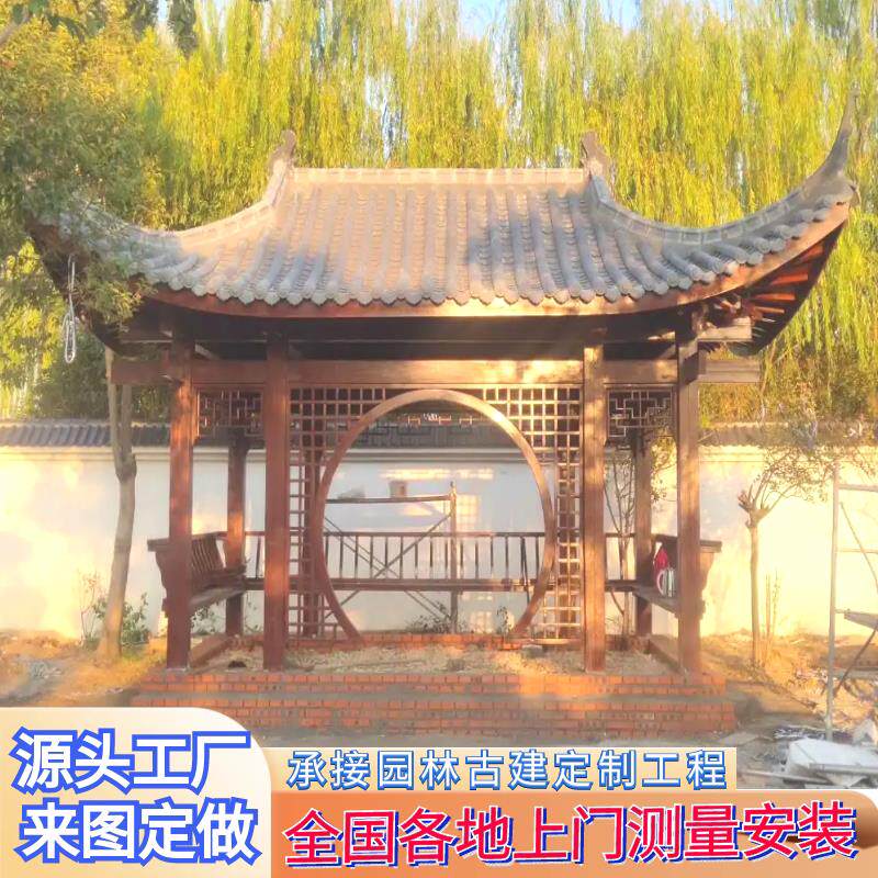 古建水榭长廊防腐木廊架长廊文化长廊亭子户外连廊庭院走廊凉亭