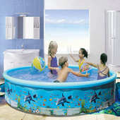 儿童充气水池家用海洋卡通圆形硬胶戏水池小孩成人大型户外游泳池