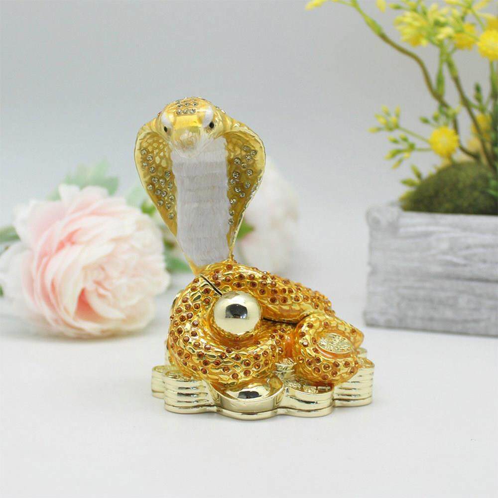 广东轻奢金属工艺品欧式眼镜蛇王装饰盒生肖蛇摆件创意家居饰品