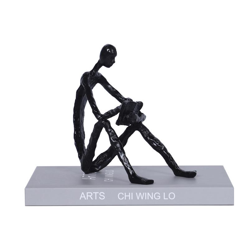 现代简约人物雕塑摆件创意看书读书软装饰品客厅书房桌面样板房间