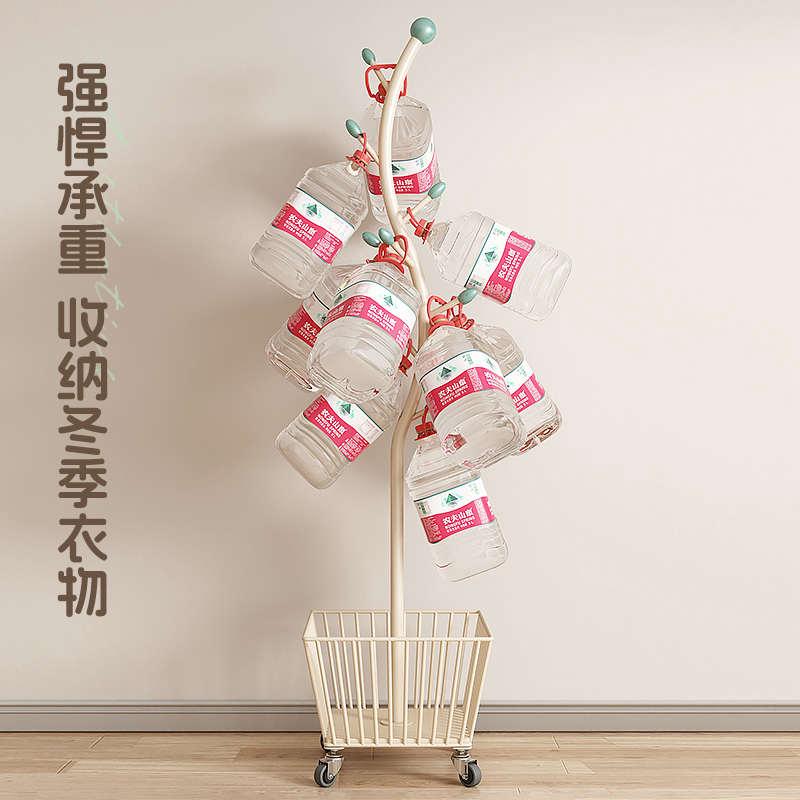 衣落地篮轮架卧室落地收纳篓风转角奶油挂衣带衣帽架床边脏移动可