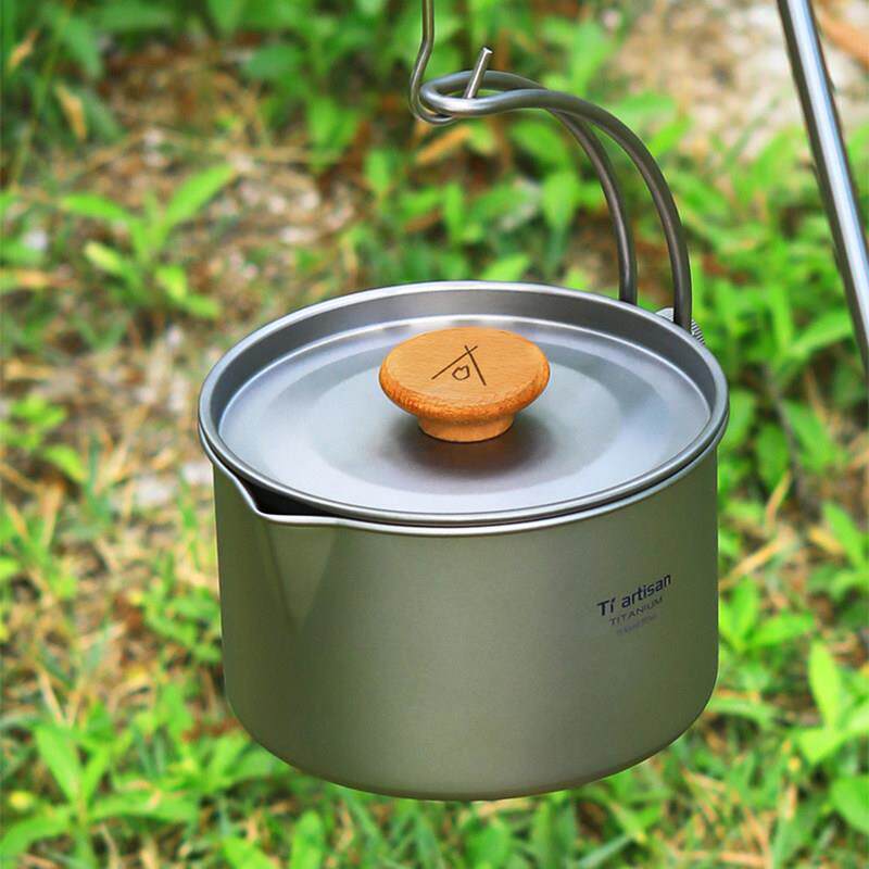 钛工匠户外纯钛单锅可携式炊具露营锅具野炊装备用品野餐吊锅泡面