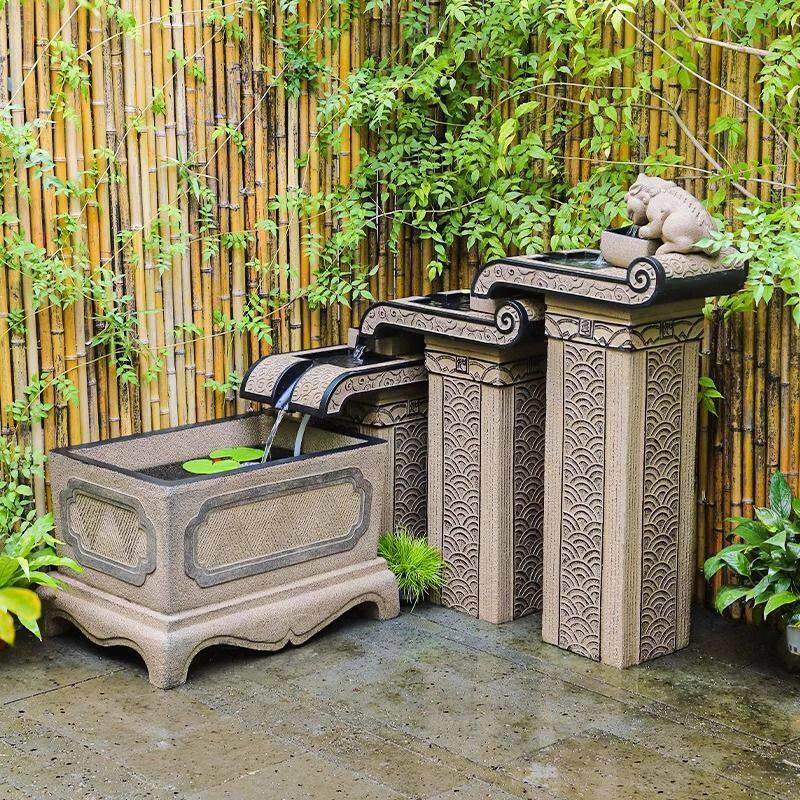 中式大型户外流水摆件鱼池景观庭院花园阳台循环水系造景装饰厂家