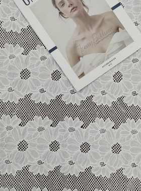 2023水溶105cm蕾丝白色新款面料棉线花边面料宽激光刺绣镂空刺绣