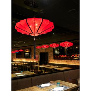 灯笼小吊灯中国风彷古餐厅火锅店客厅茶楼走廊过道布艺吊灯 新中式
