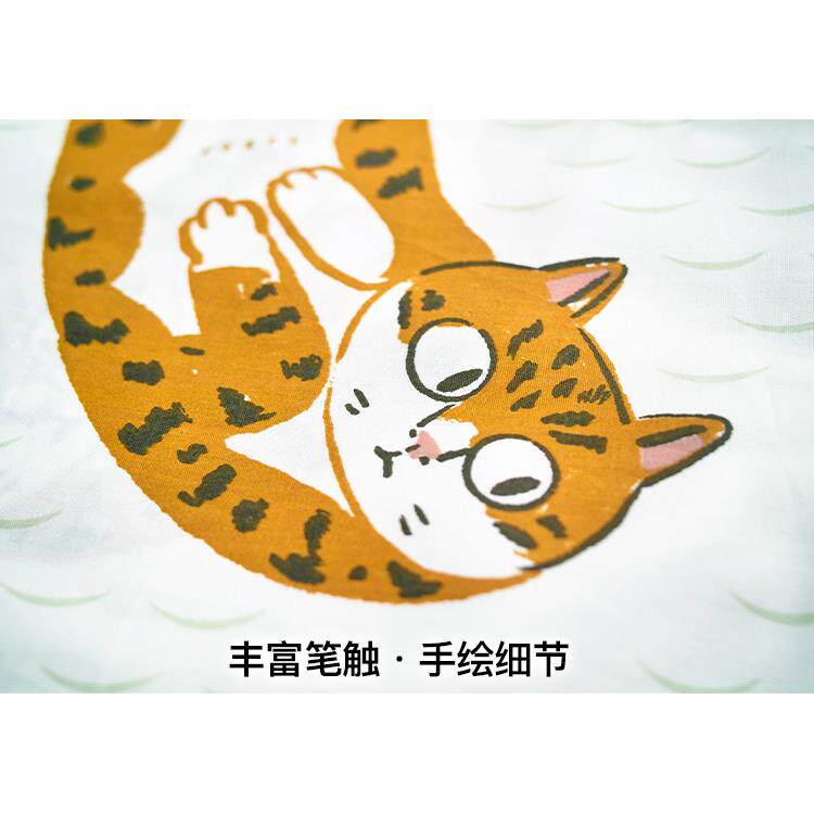 正品春夏鱼如茉猫咪全棉纯棉2床单笠三四件套设柔软米被套原创计