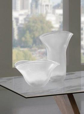 创意日式新居高GPV白色磨砂档玻璃客厅玄关娘花瓶摆件家装饰品花