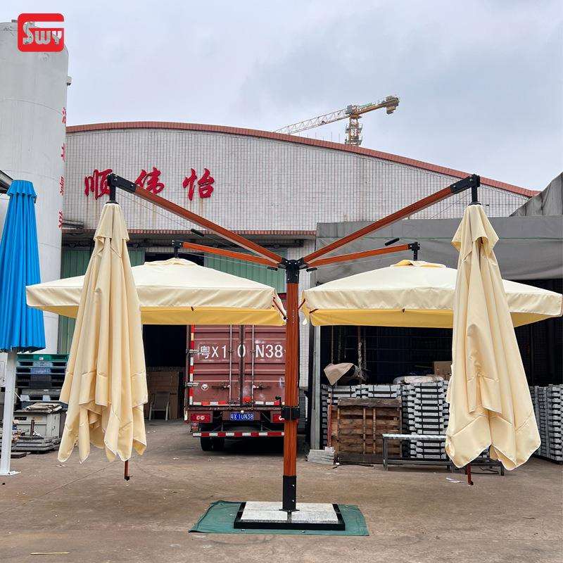 户外多头铝吊伞四头超大罗马伞遮阳防水广场景区 七字吊伞单边伞