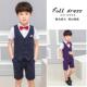 男童三件套马甲小西服花童礼服夏季 套装 小童 短袖 宝宝洋派条纹西装