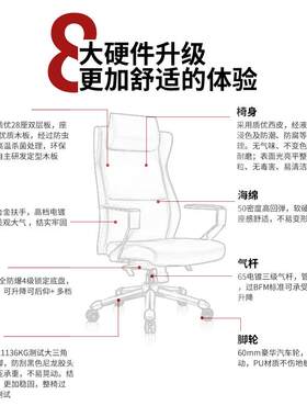 西皮老板椅办公椅人体工学可躺电脑椅家用靠背宿舍座电竞沙发椅子