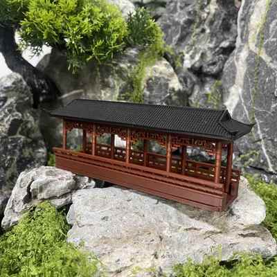 水陆缸摆件中式微缩摆件假山造景配件摆件古建筑装饰长廊定制