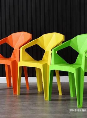 户外塑料靠背椅LDD子加厚5商新餐放桌餐椅叠用可饭店大排档凳子
