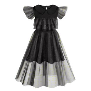Girls Dress Princess Tutu Puff Sleeve Sequin Children