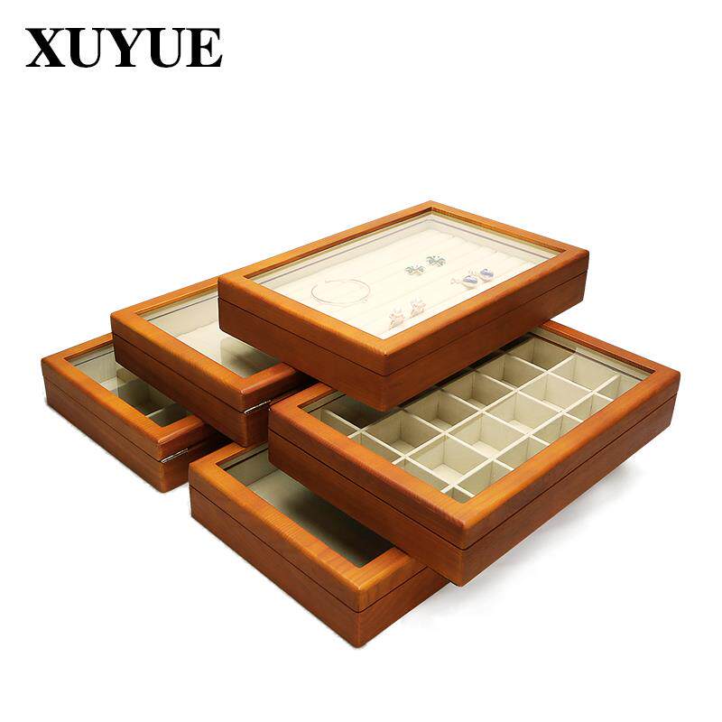 正品旭跃实木明盖透珠宝首饰盒坠藏珠宝首饰箱项链吊戒指勋章饰品