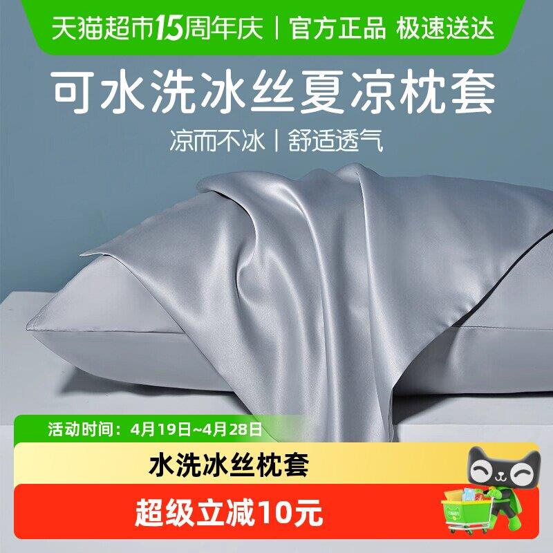 轻奢夏季水洗冰丝枕套一对装家用夏天枕头套单双人枕头芯内胆套凉