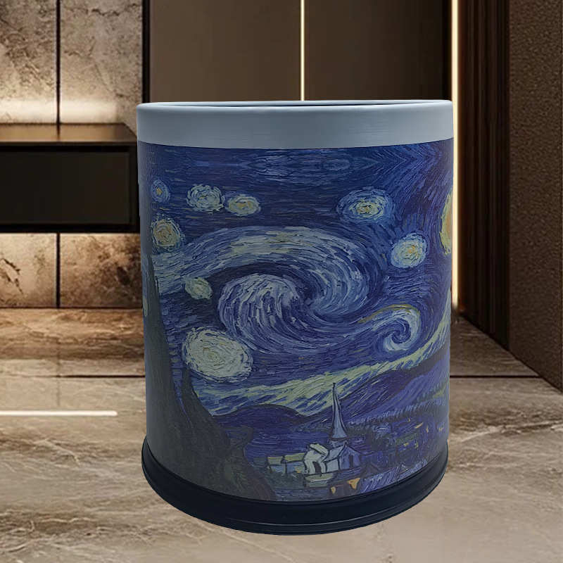 皮革垃圾桶高颜值家用客厅轻奢高档美式复古风卫生桶大号卧室纸篓