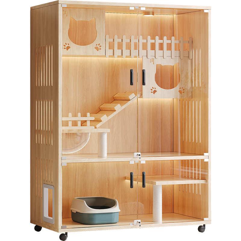 源头厂家猫别墅豪华猫舍家用实木大空间实景多层猫笼猫窝现货批发