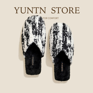 品质新品轻奢高级感复古绒面保暖加绒棉拖鞋女士室内防滑居家鞋男