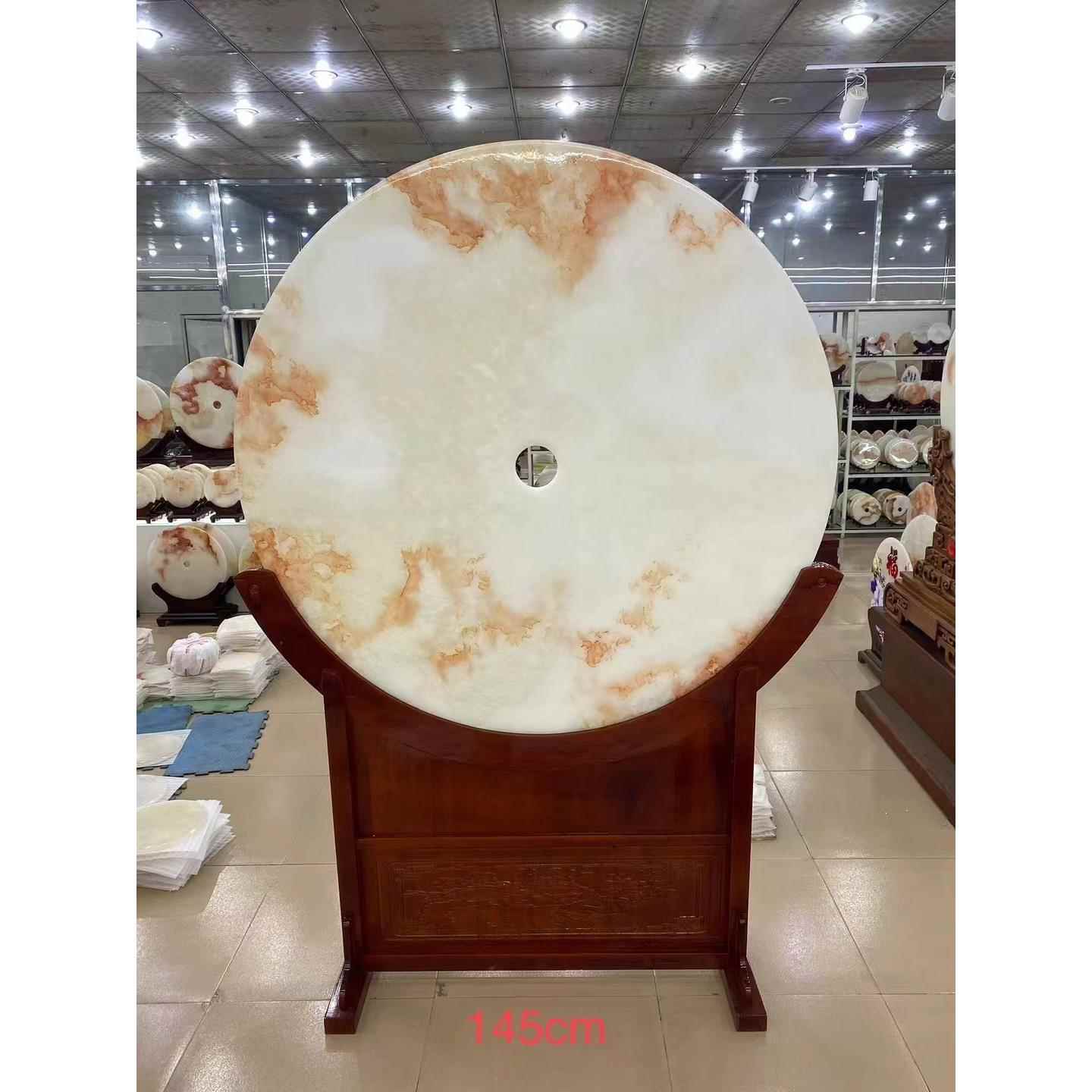 特大号落地平安扣摆件天然玉石屏风玉璧博古架玄关客厅别墅公司