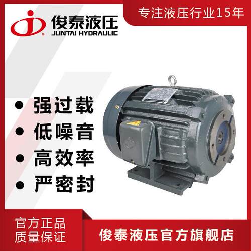 广东俊泰电机 铸铁电机2HP 1.5KW 配PV2R1 低噪音 卧式油压马达