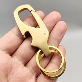 创意开瓶器黄铜纯铜实心钥匙扣挂件汽车钥匙链腰挂男女可定制刻字