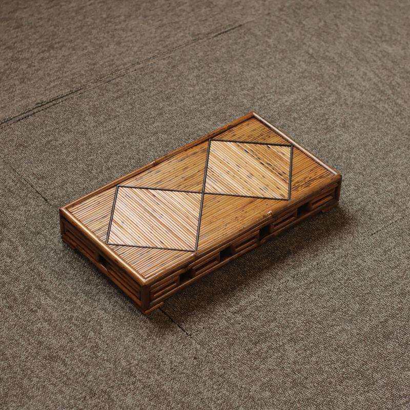 湖隐梅鹿竹长形案台茶盘茶台文玩杂项湘妃竹器具中式竹制小茶台