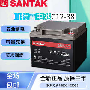 山特蓄电池12V38AH蓄电池C12-38免维护铅酸蓄电池UPS/EPS直屏电源