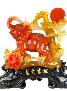包邮富贵吉祥招财吉象家居客厅玄关装饰品办公室中式开业送礼摆设