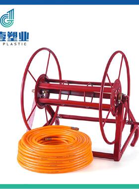 直销农用挂钩式绕管架高压管专用收管机200米红色手动绕管器
