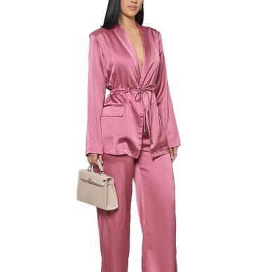 Womens suit simple solid fashion satin color wear casual