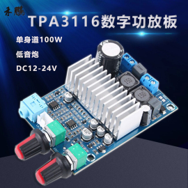 TPA3116数字功放板重低音单声道100W大功率低音炮功放板DC12-24V