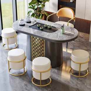 轻奢岩板茶桌椅办室GET茶台茶组合代现简约公阳台家用客厅盘茶几