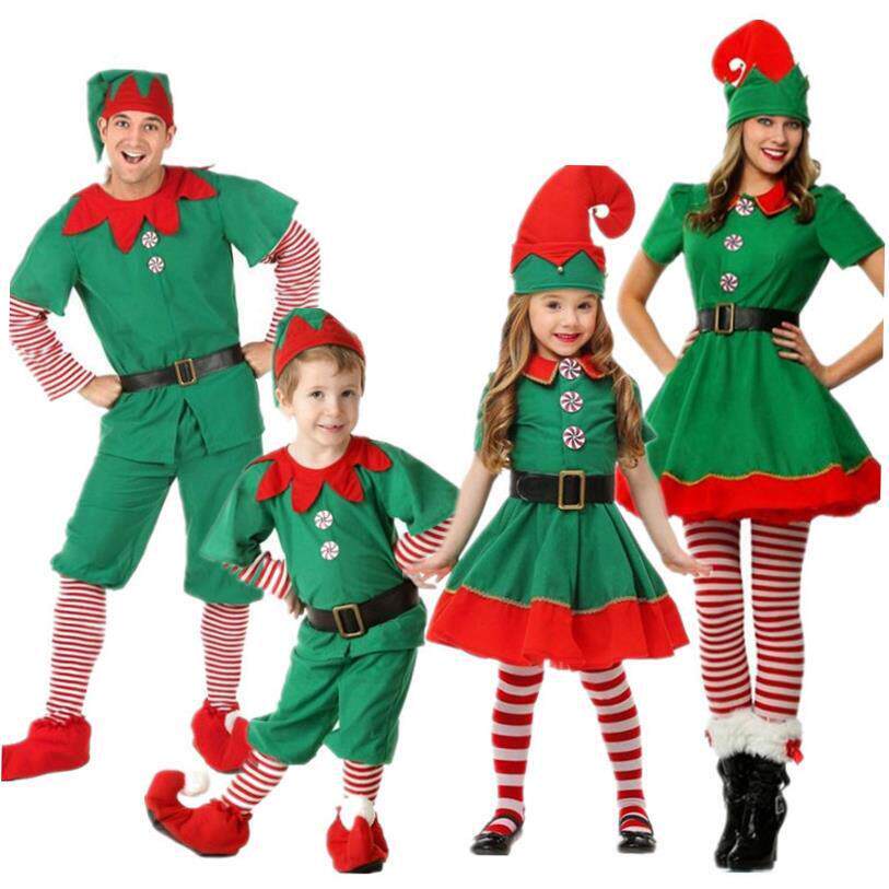 圣诞节儿童亲子装圣诞服小精灵cosplay舞会男女Christmas costume