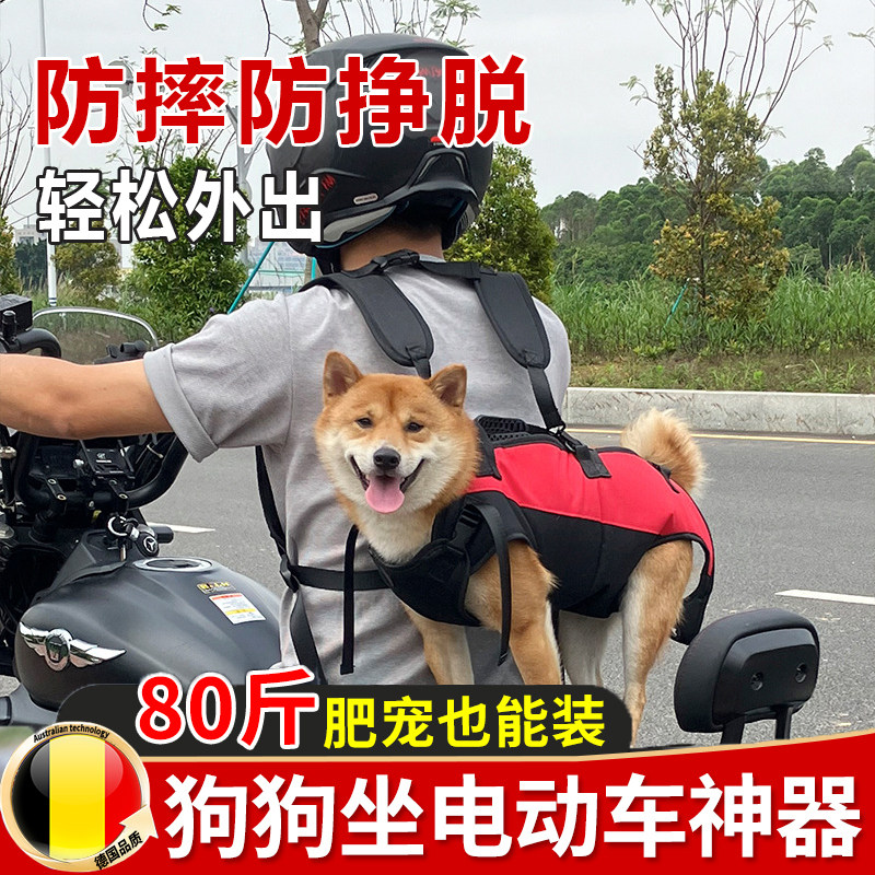 狗狗坐电动车外出神器大狗骑摩托宠物背包外出双肩便携包背带固定