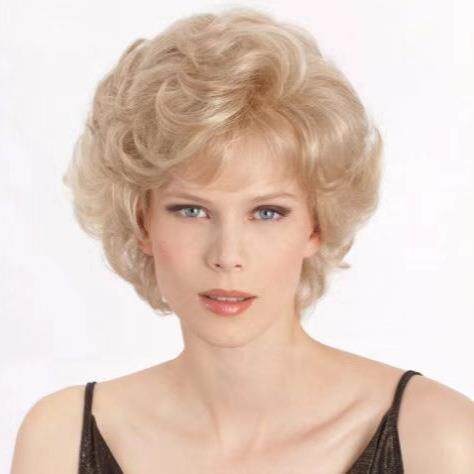 Wig Female Short Curly Small Curl Golden Explosion Hair