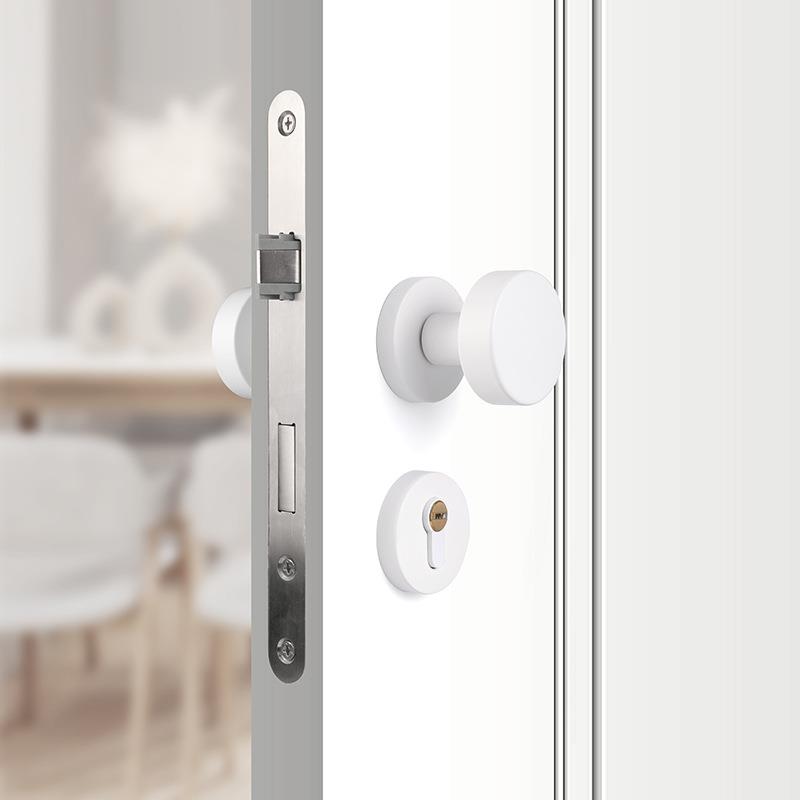 双面分体锁带钥匙锁家卧室内静FCQ音隐形锁斜具门把手舌木门门整