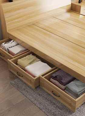 榻榻米22523床箱体板式床小抽户双型人代床现简约收纳屉储物床床