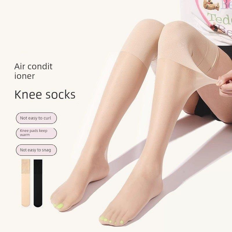 日本空调房护膝女袜,防寒中长保暖防滑过膝袜,夏季薄防滑袜