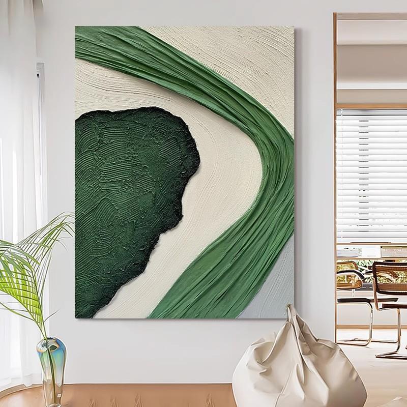 大芬油画村纯手绘油画玄关走廊客厅装饰画立体肌理画《绿意燎原》