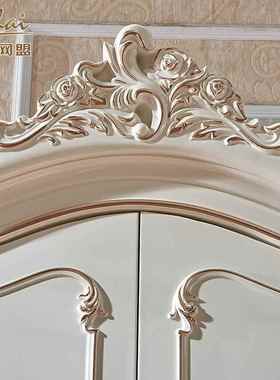 欧式衣柜四门2柜米收烤纳大卧室ASO实木珠光漆描金别白色大衣墅橱