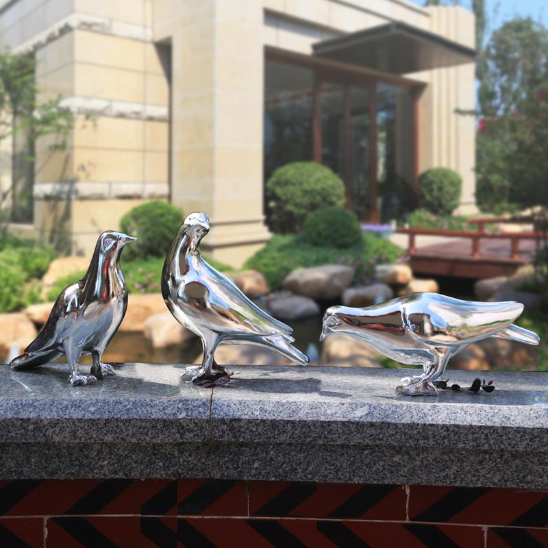 仿不锈钢铜鸽子摆件动物雕塑仿真小鸟燕子户外草坪花园室内装饰品