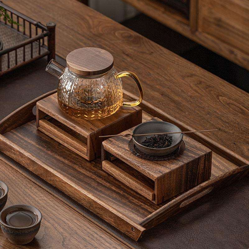 黑胡桃木烛台蜡烛温茶炉玻璃茶壶明火加热底座家用保温暖茶器烤茶