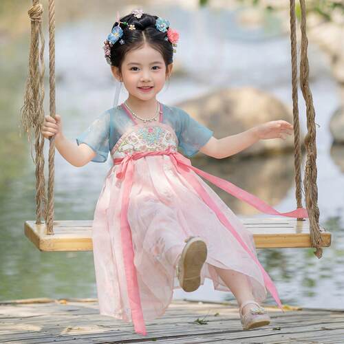 汉服女童2026新款儿童古装裙子高端国风小女孩夏季薄款公主连身裙